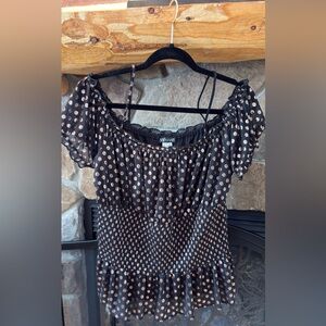 VENUS Black and Gold Polka Dot Blouse